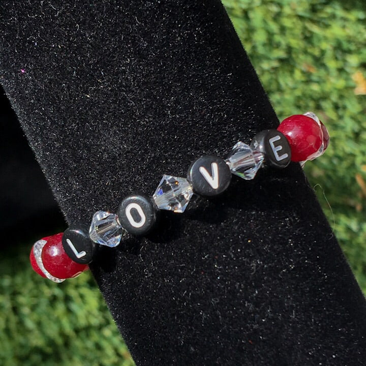 Quartz "LOVE”  Holiday Gemstone Bracelet