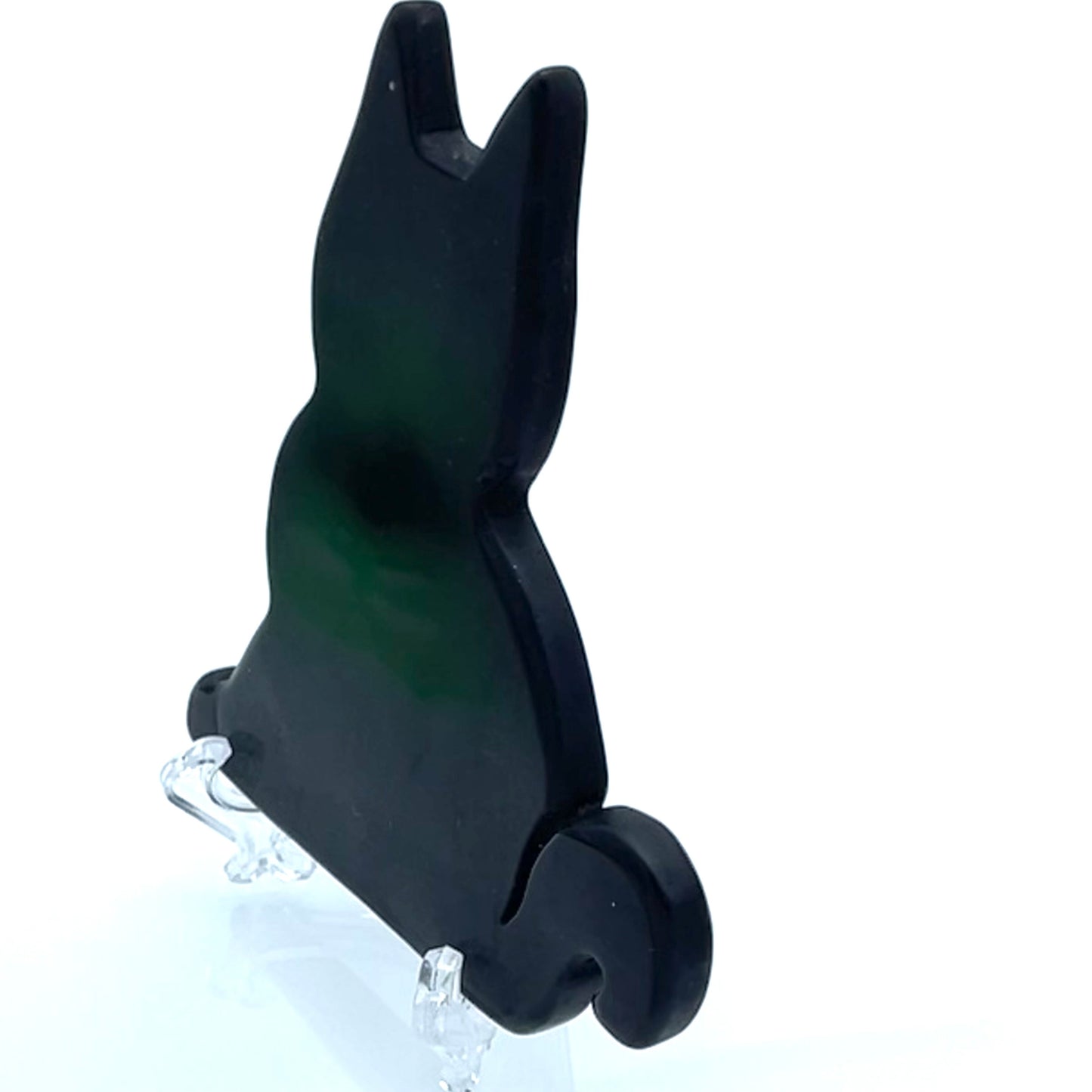 Black Obsidian gemstone awKitty Cat with stand