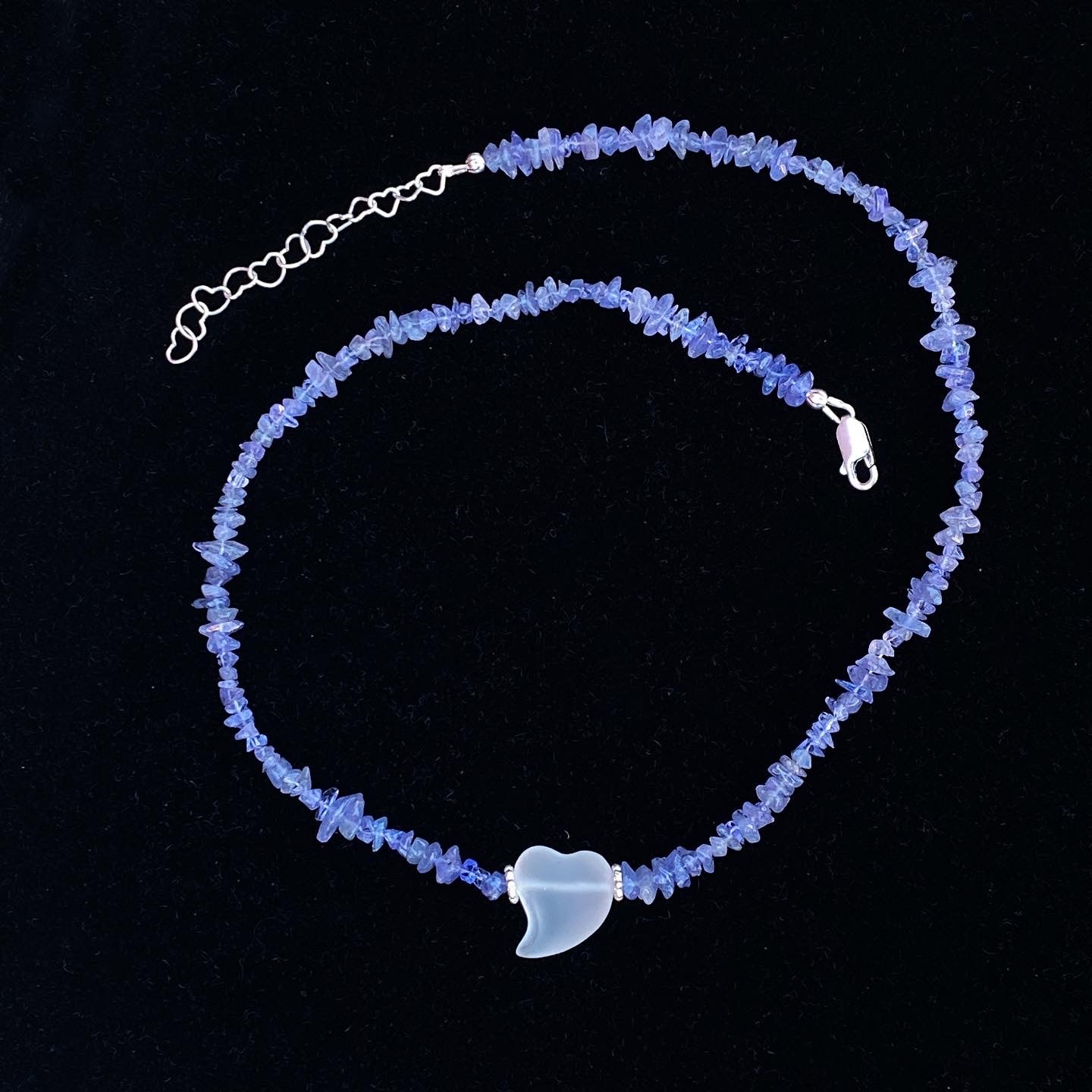 Tanzanite gemstones and Quartz Heart Necklace