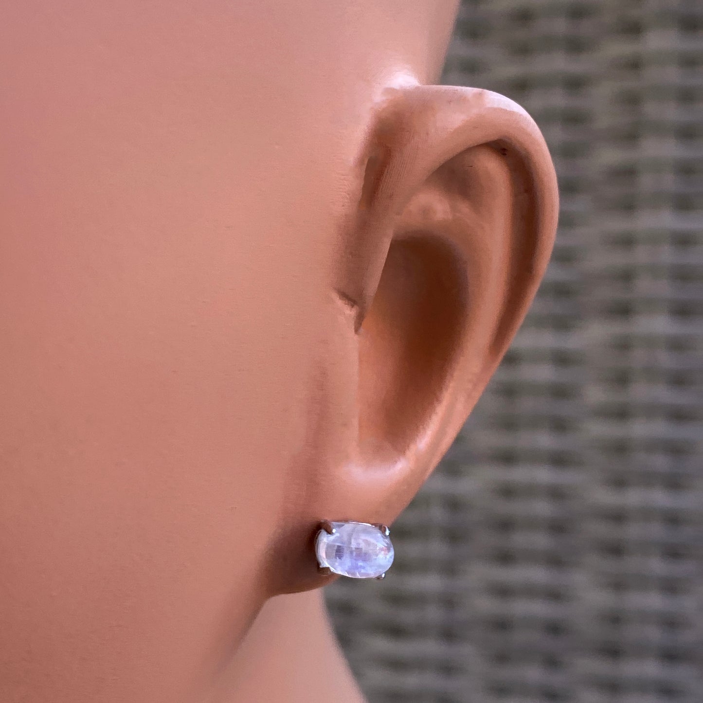 Moonstone gemstone and Sterling Silver Stud Earrings