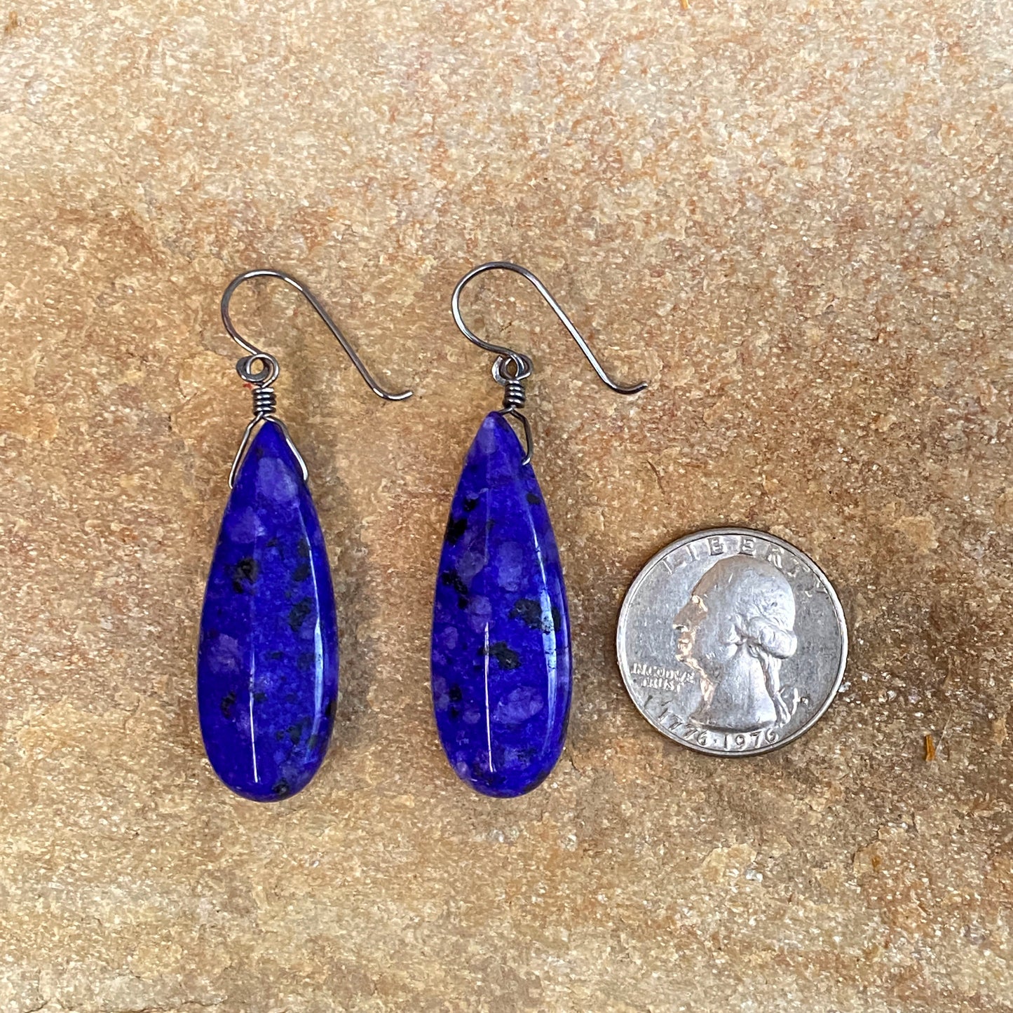 Lapis Lazuli w/ Oxidized Sterling Silver Drop Earrings