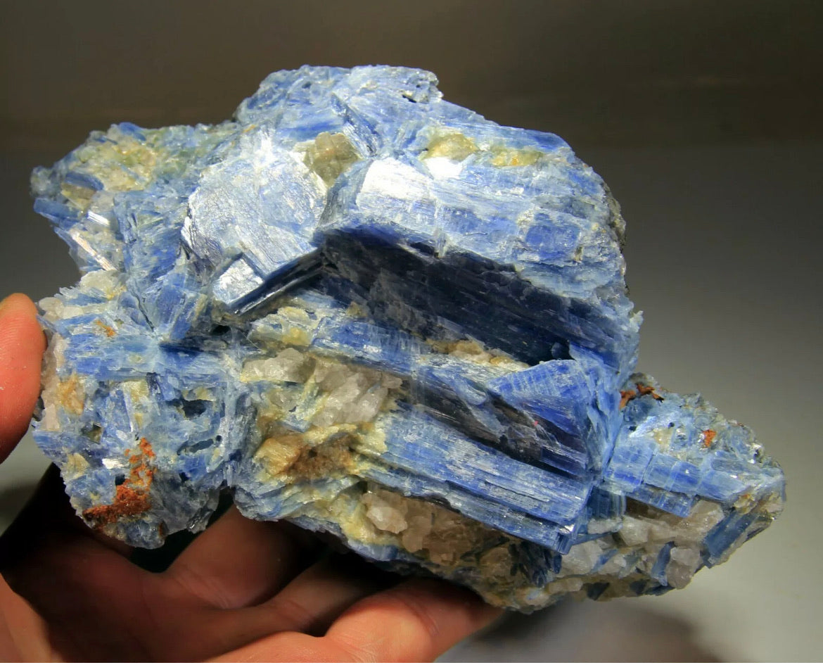 Natural Deep Blue Kyanite Crystals in Quartz