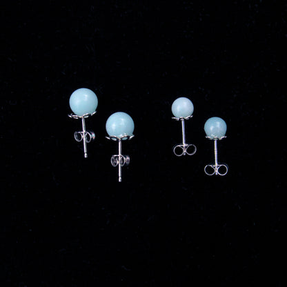 Aquamarine Gemstone stud earrings on Sterling Silver