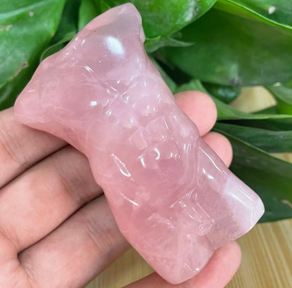 Genuine Natural pink rose quartz male model carved crystal
