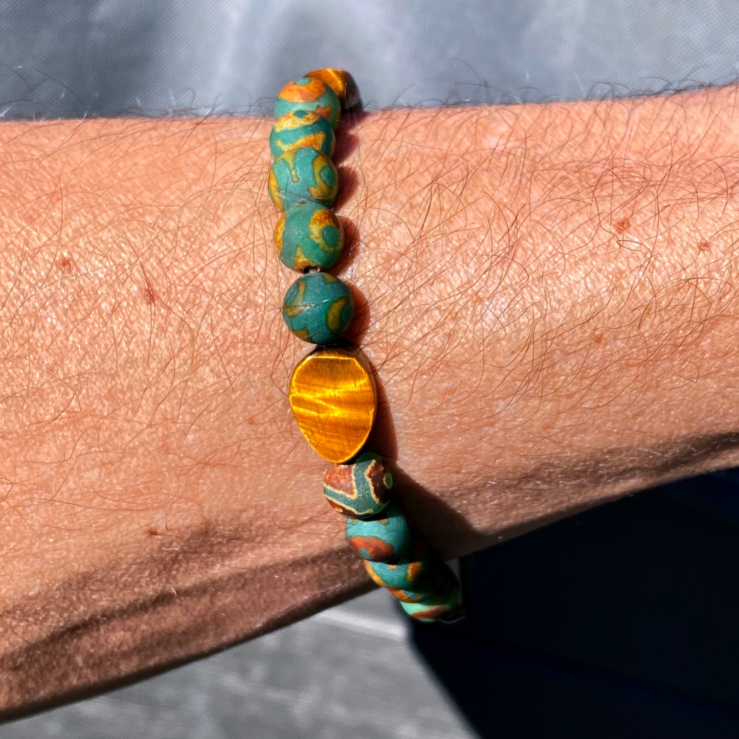 Tibetan agate and Tiger’s Eye  gemstone Bracelet