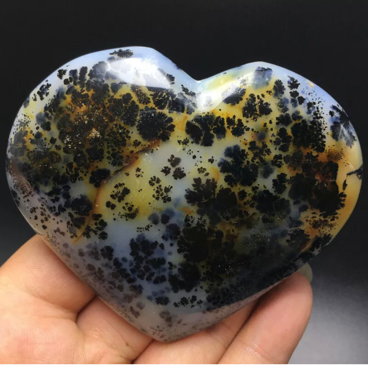 Natural Rare Aquatic Agate Large Heart