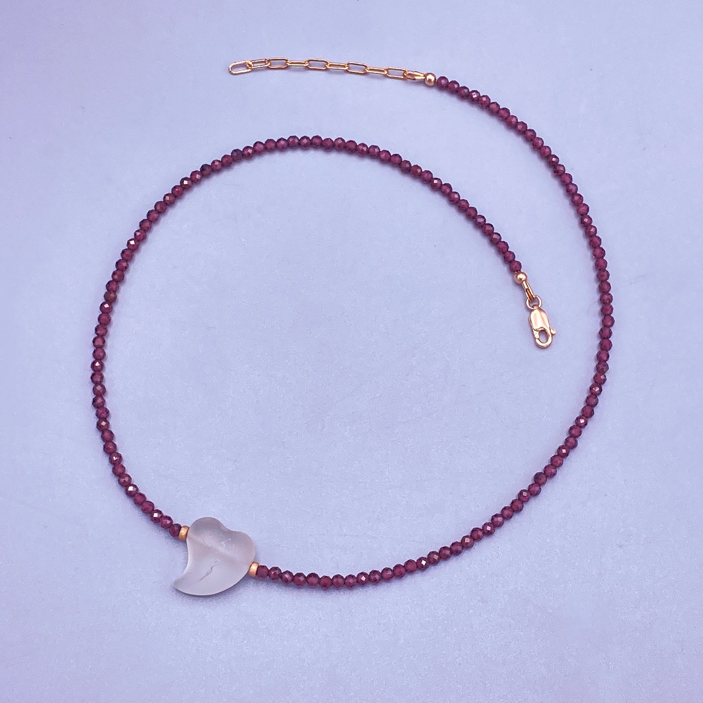 Garnet and Quartz Heart Necklace