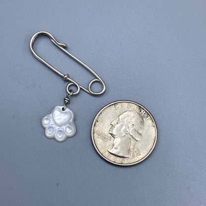Sterling Silver Pin with Mother of Pearl Paw