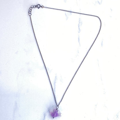 Amethyst gemstone Dove pendant Choker Necklace