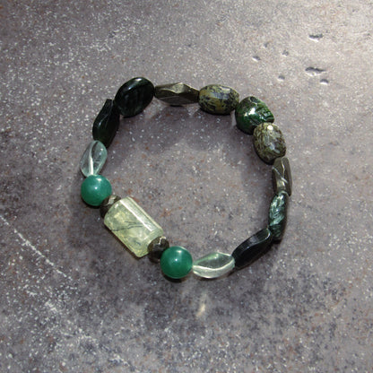 Green Prehnite Gemstone Skull Beaded Gemstone Bracelet