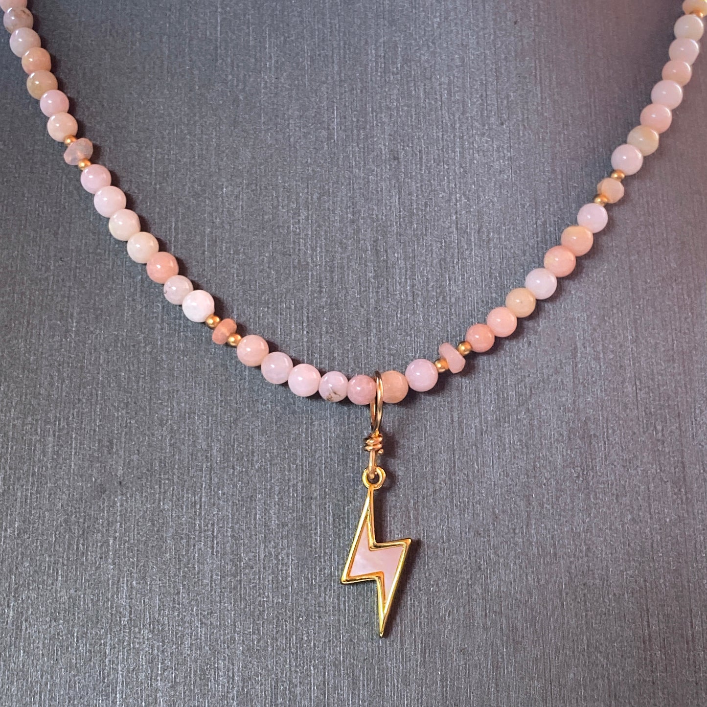 Mother of Pearl Bolt and pink opals