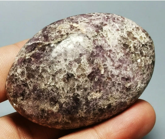 Natural Lepidolite Lithium Mica Polished Palm Stone