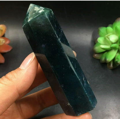 Natural Moss agate Wand Point