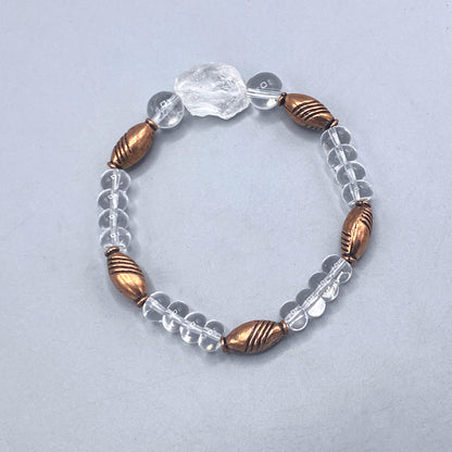 Quartz and Copper Beaded Stretch Bracelet