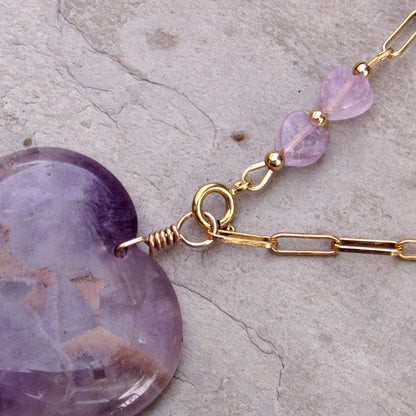 Amethyst Hearts and 14 kt GF Chain