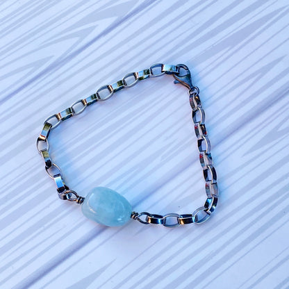 Aquamarine and Sterling Silver Bracelet