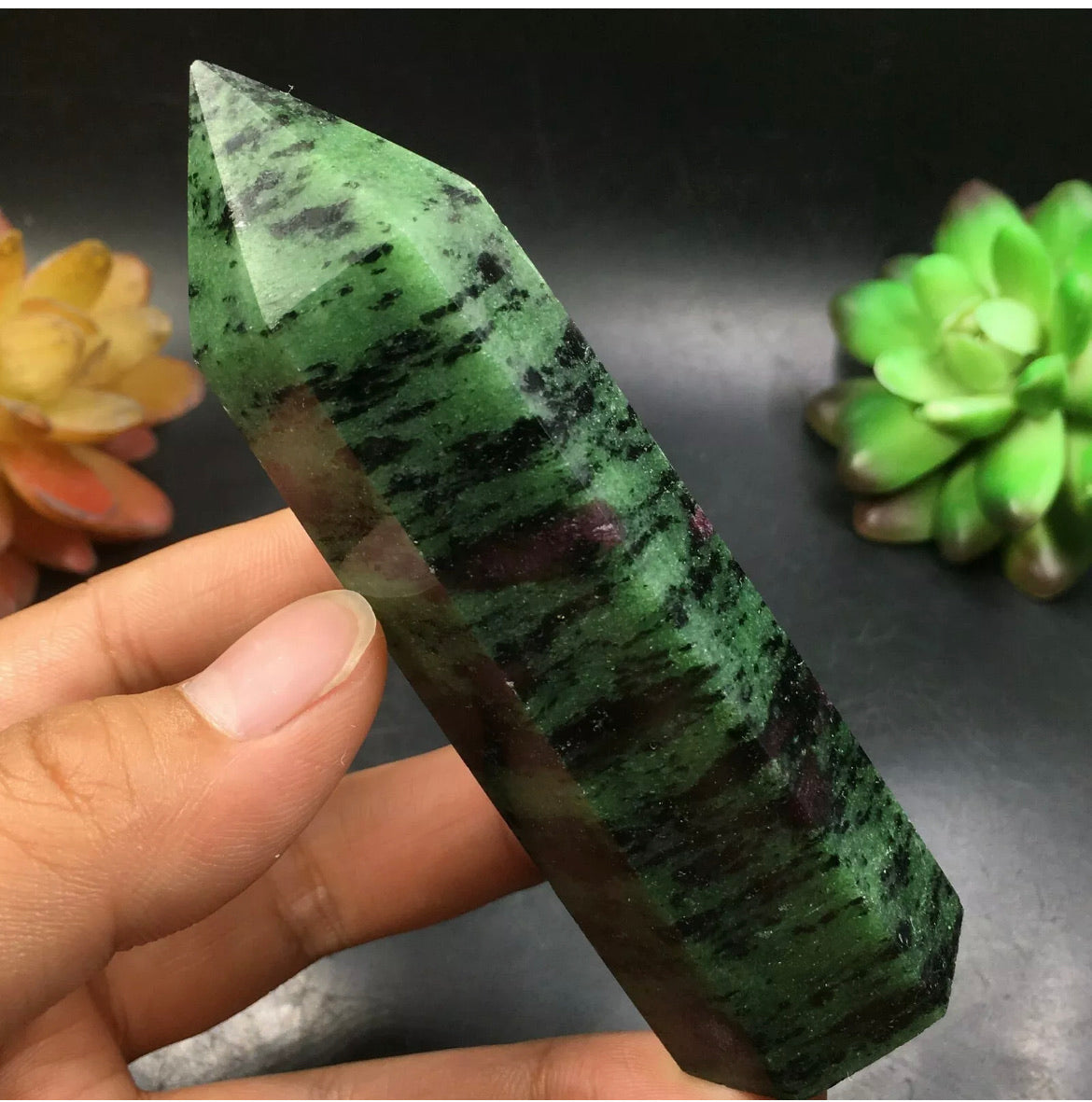 Natural Ruby Zoisite Wand Tower Point Obelisk