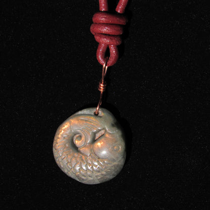 Labradorite Koi Fish on Leather Necklace