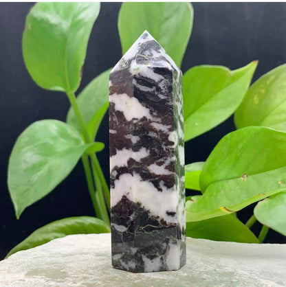 Natural Zebra Gemstone Rough crystal quartz wand point obelisk