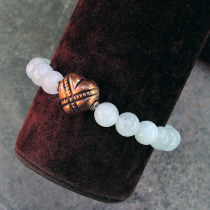 Aquamarine gemstones And Copper Heart Bracelet