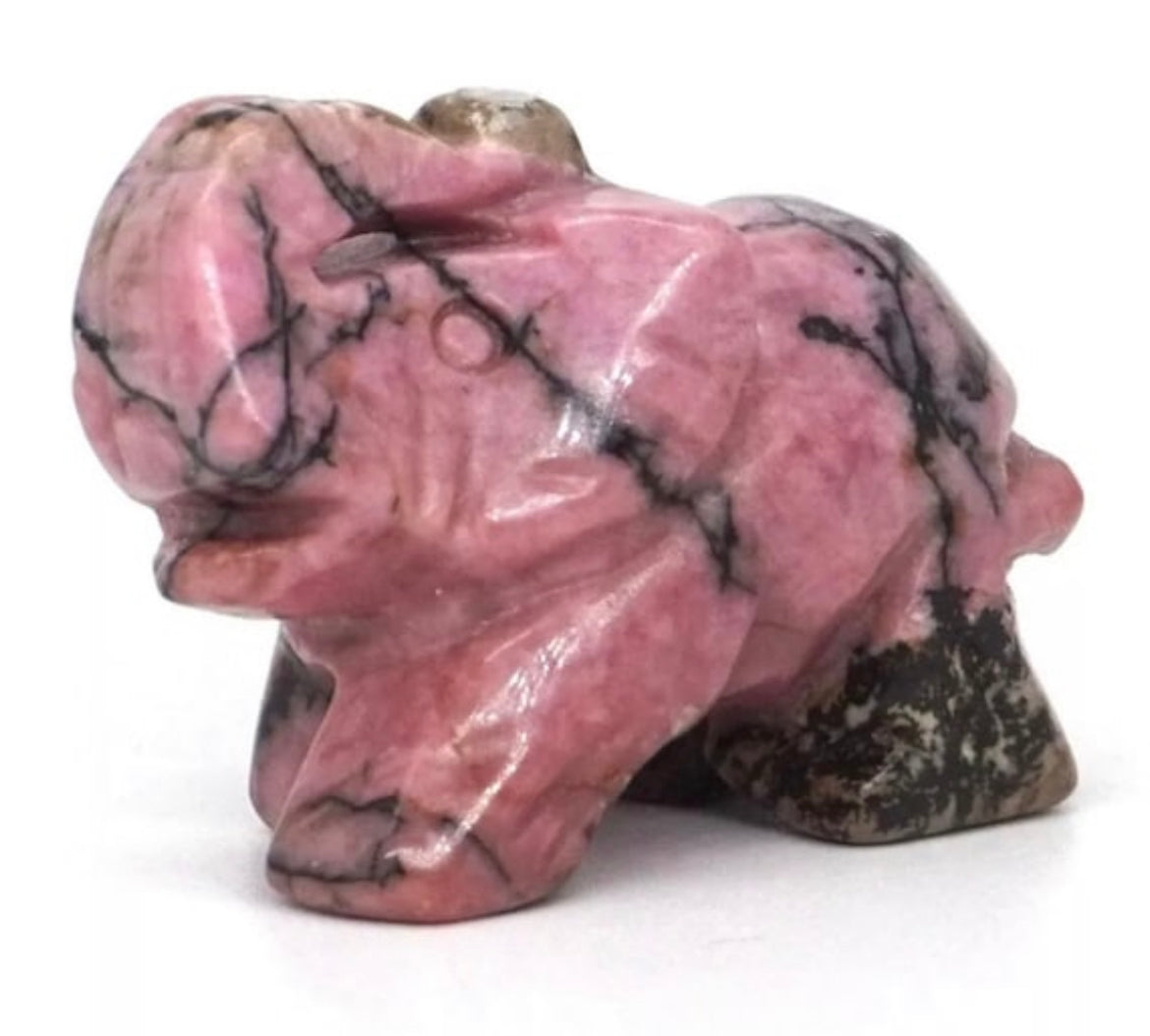 Natural Rhodonite Elephant gemstone crystal Figurine
