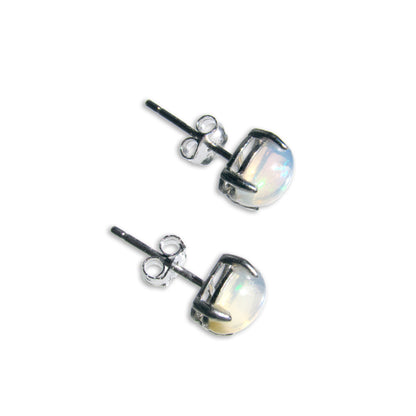 Opal gemstones and sterling silver stud earrings
