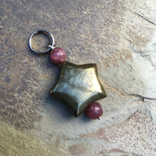 Pet Charm with Pyrite and Genuine Gemstones