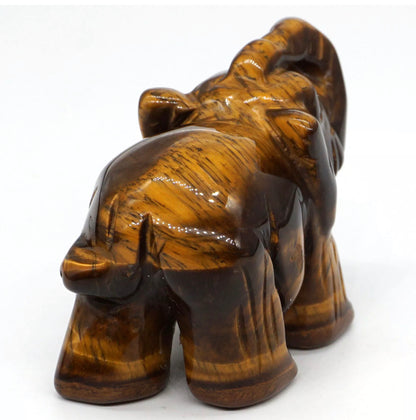Natural Yellow Tiger Eye Gemstone  Hand-Carved Elephant Gift