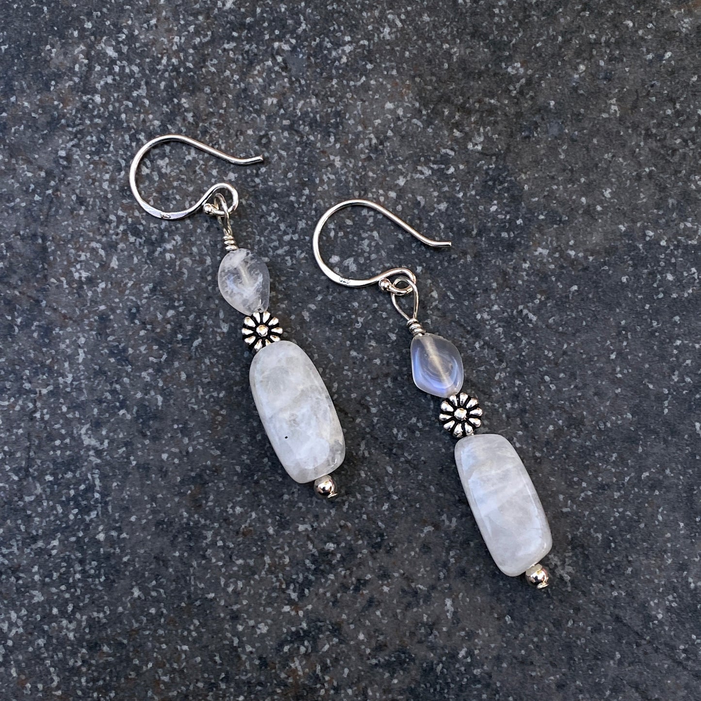 Moonstone and Sterling Silver Drop Earrings