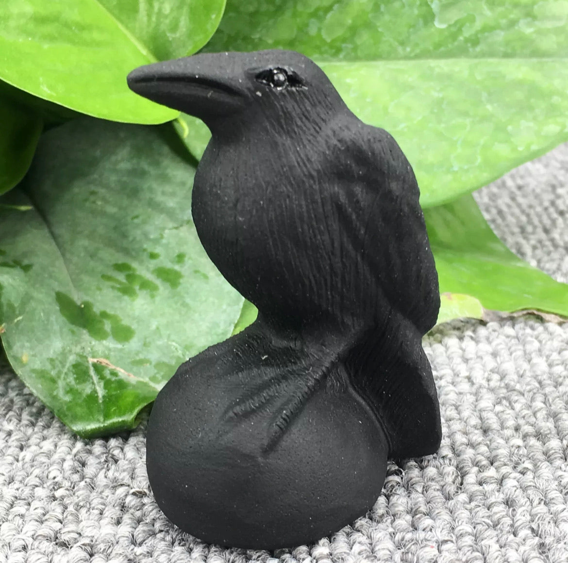 Natural Black Obsidian Raven Crow