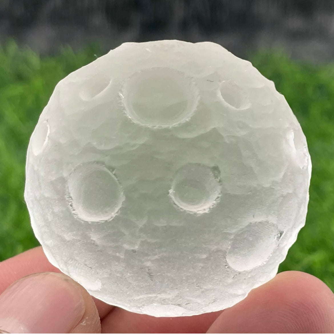 Natural Quartz gemstone cratered moom sphere