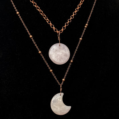 Full Moon, Crescent Moon Layered Necklace