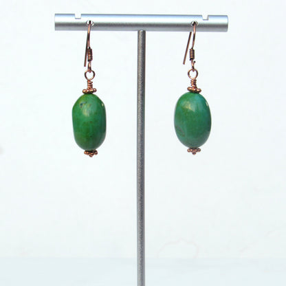 Natural Turquoise gemstone and Copper Drop Earrings