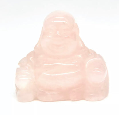 Natural Rose Quartz Crystal Laughing Buddha