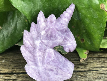 Natural Ussungite purple gemstone carved Unicorn