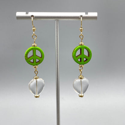 Peace and Hearts Gemstone Earrings