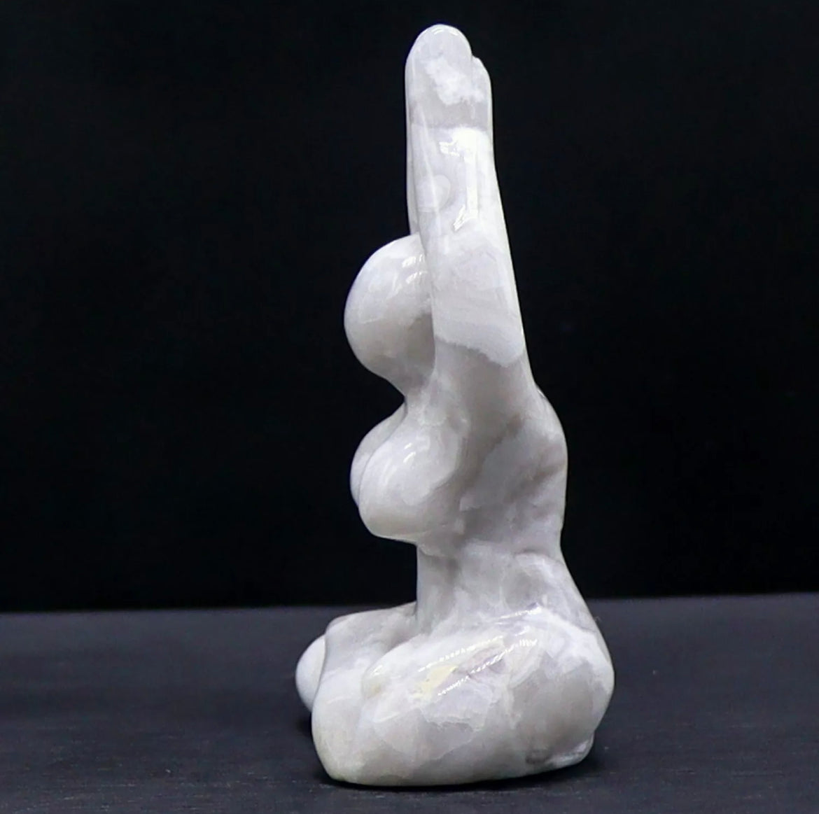 Natural White Agate Crystal Yoga Figurine