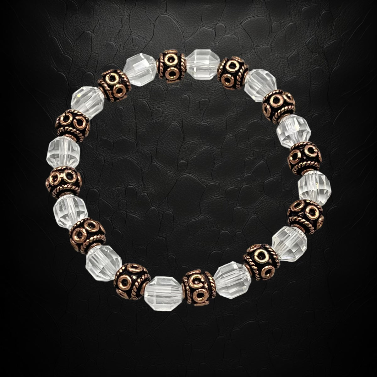 Quartz and Copper Beaded Stretch Bracelet