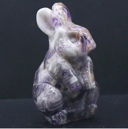 Natural amethyst gemstone bunny rabbit crystal figurine