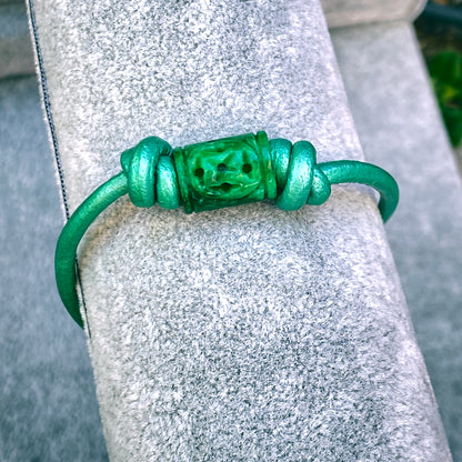 Jade gemstone Leather Bracelet