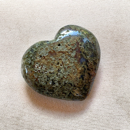 Blue Moss Agate Carved Gemstone Heart