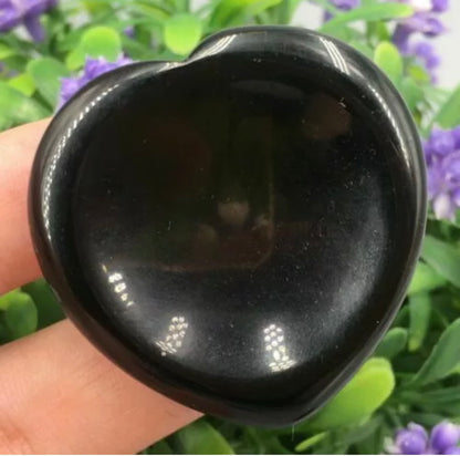 Natural Black Obsidian Heart Worry Stone