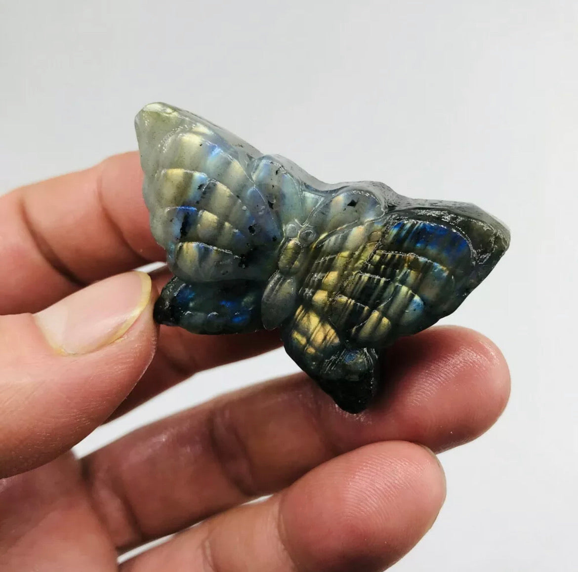 Natural labradorite crystal Hand-carved butterfly