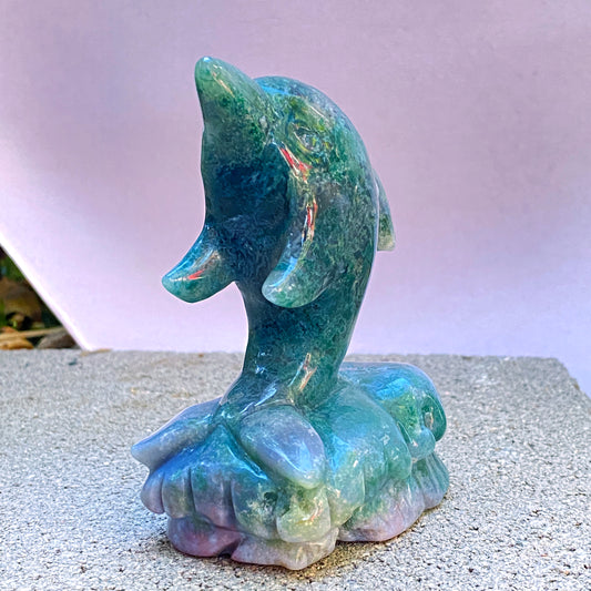Green Moss Agate Dolphin