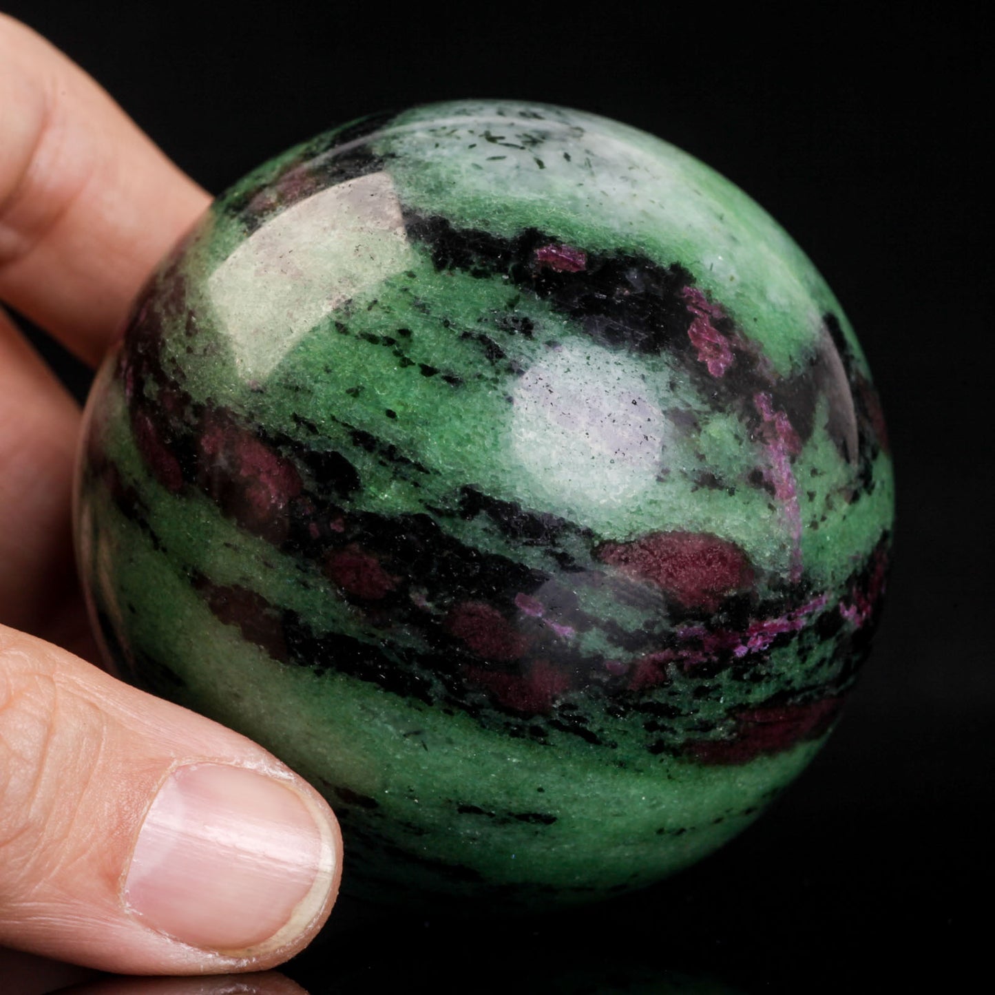 Natural Ruby zoisite crystal ball semiprecious sphere gemstone reiki healing