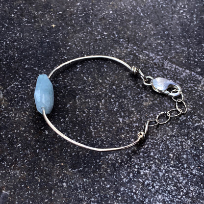 Sterling Silver and Aquamarine gemstone bangle clasp bracelet