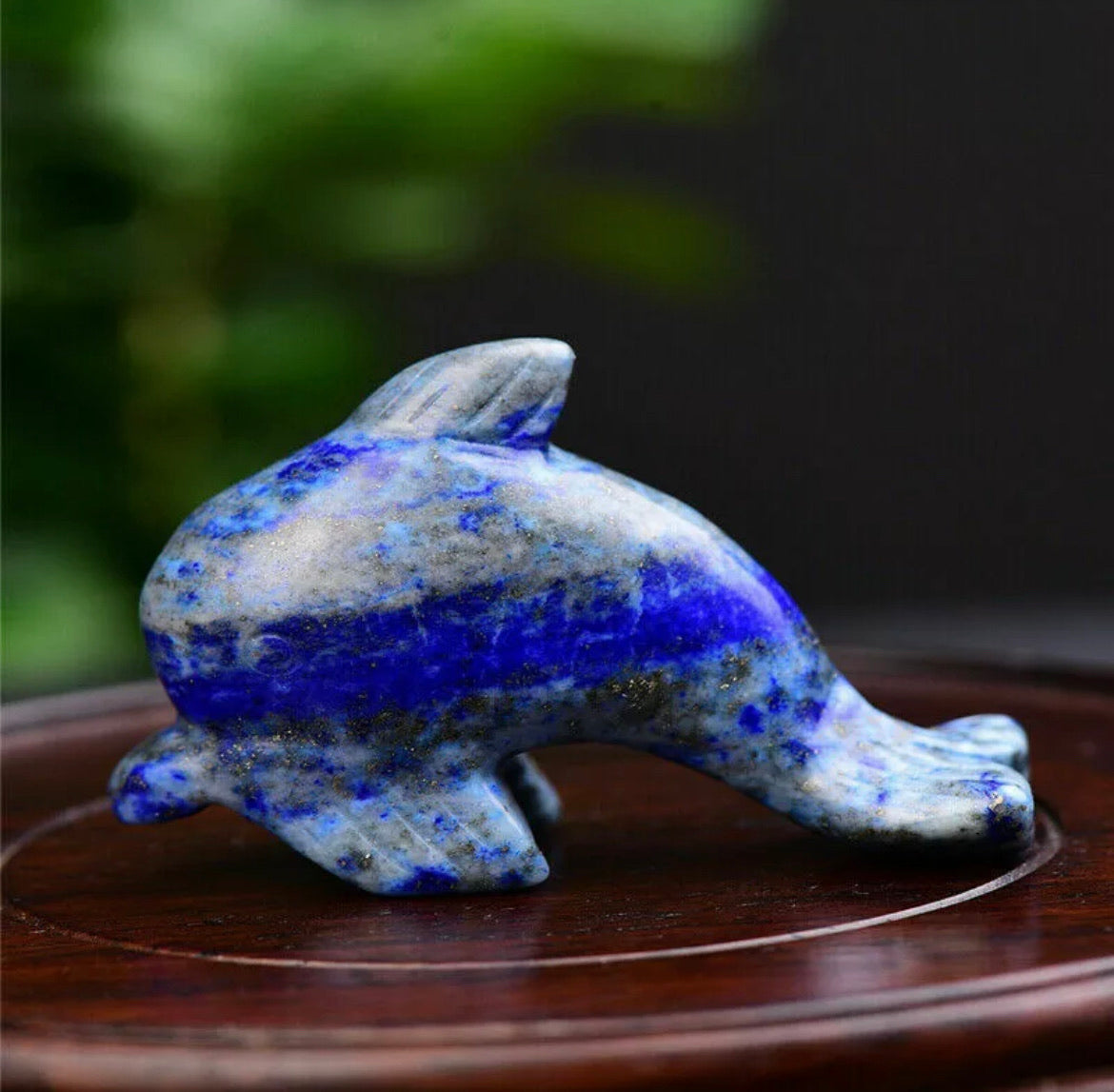 Natural Lapis Lazuli gemstone carved Dolphin