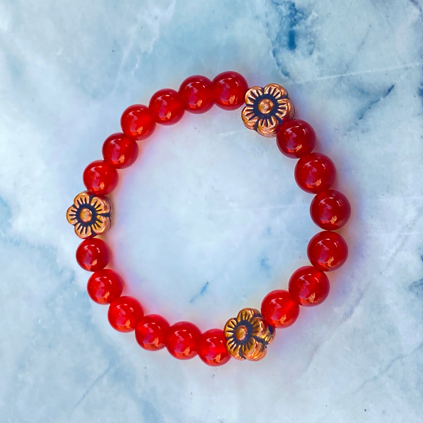 Carnelian and Copper stretch Bracelet