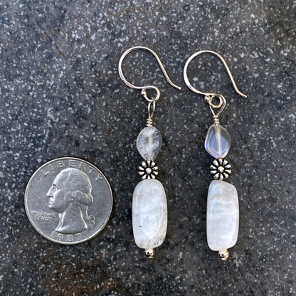 Moonstone and Sterling Silver Drop Earrings