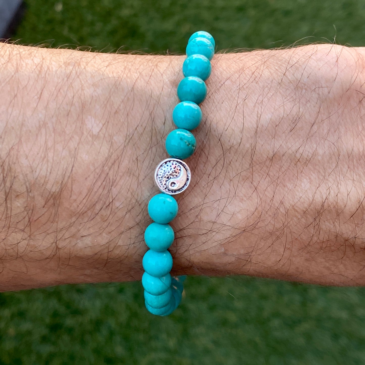 Turquoise and Pewter Yin Yang Bracelet